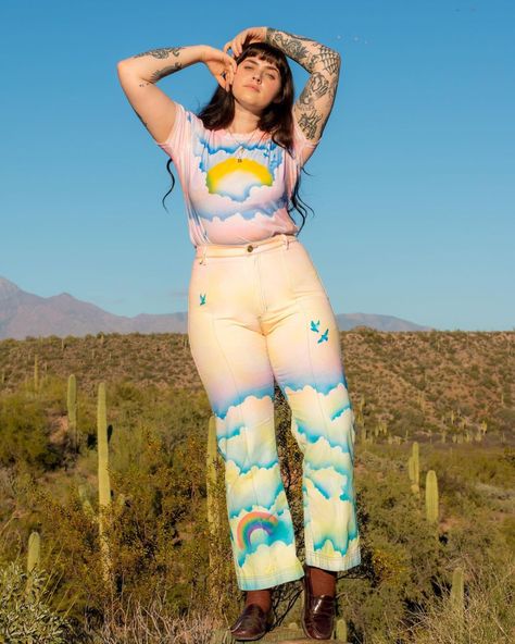 big bud press (@bigbudpress) • Instagram photos and videos Western Pants, Playful Fashion, Candy Clouds, Big Bud Press, Brand Tags, Front Design, Flare Pants, Blue Green, Limited Edition