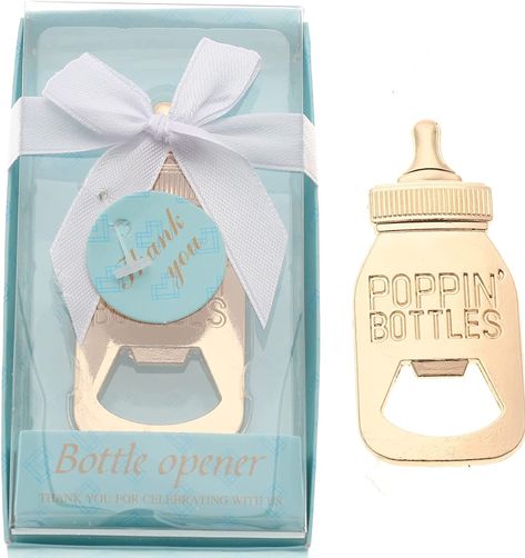 Bottle opener baby shower favors. Give these as a thank you gift to your guests for coming and celebrating that exciting moment of your lives! afflink Baby Shower And Gender Reveal, Baby Shower Return Gifts, Poppin Bottles, Baby Gender Reveal, Colorful Gifts, Baby Bottle, Bottle Openers, Baby Shower Theme, Baby Party