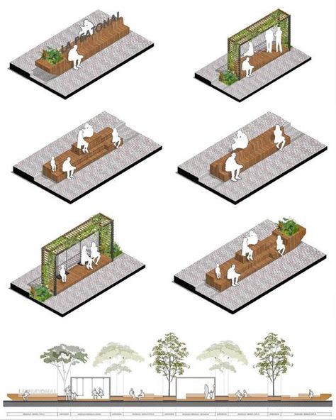 Square Courtyard Ideas, Pocket Park Public Spaces, Parklet Design, Campus Landscape Design, Playful Furniture, Accessibility Design, Urban Mapping, Campus Landscape, Streetscape Design