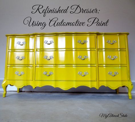 Refinished French Provincial | High Gloss Furniture | Automotive Paint Painting Fabric Furniture, Guest Room Furniture, Durable Countertops, Wooden Kitchen Cabinets, Dresser Refinish, High Gloss Furniture, Dark Wood Table, Dresser Painted, Country Chic Paint