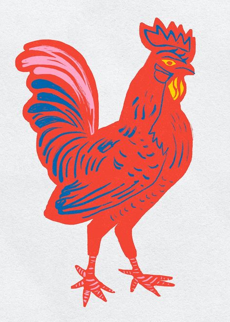 Rooster Graphic Design, Vintage Chicken Illustration, Chicken Illustration Design, Pig Illustration Design, Chicken Graphic Design, Rooster Doodle, Farm Animal Illustration, Rooster Drawing, Rooster Graphic