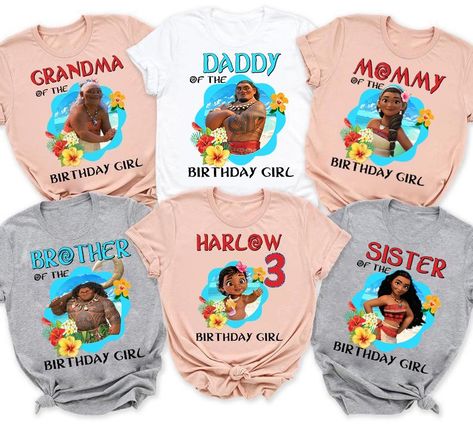 Moana Birthday Shirts Disney Moana Birthday Girl Family | Etsy Moana Theme Birthday, Moana Bebe, Moana Maui, Birthday Party Shirts, Moana Theme, Moana Birthday Party, Family Birthday Shirts, Moana Birthday, Disney Moana