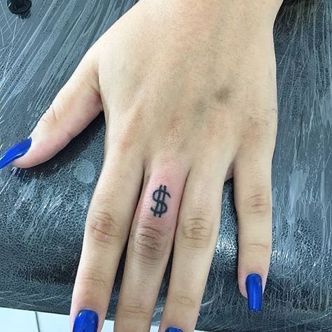 Money Sign Tattoo, Dollar Sign Tattoo, Money Tattoos, Tattoo Money, Dollar Tattoo, Sign Tattoo, Gangsta Tattoos, Finger Tats, Money Tattoo