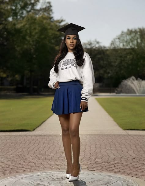 ODU | Reign On Odu Graduation Pictures, Graduation Outfit Ideas Skirt, Skirt Graduation Outfit, Graduation Skirt Outfit, Nursing Grad Pictures, Graduation Pictures Outfits, Graduation Outfit College, Formal Skirts, College Grad Pictures