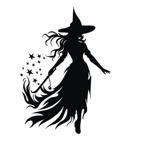 Witch Drawing, Witch Silhouette, Wood Burning Stencils, Witch Design, Wood Burning Patterns, Poster Maker, Business Card Maker, Halloween Images, Poster Invitation