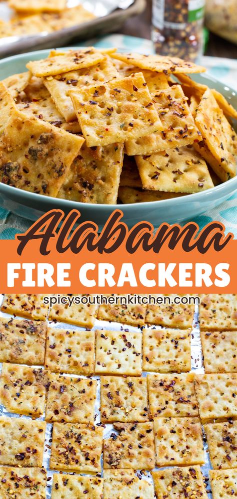 Alabama Fire Crackers- this savory, spicy snack is a long time southern party favorite. Made with Saltine crackers. Great for Holiday parties and gameday. Red Pepper Saltine Crackers, Cracked Saltine Crackers, Smoked Saltine Crackers, Spicy Crackers Ranch, Hot Saltine Crackers, Spicy Saltines Recipe, Saltine Crackers With Red Pepper Flakes, Pioneer Woman Seasoned Crackers, Holiday Saltine Crackers