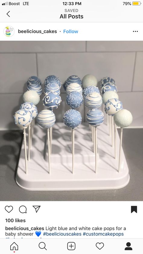 Cake Pops Dusty Blue, Cupcakes Decoration Blue And White, Bday Cake Pops, Cinderella Chocolate Covered Oreos, Light Blue Desert Table, Blue Desserts Table, Blue Birthday Food Ideas, Blue Bridal Shower Desserts, Wedding Sweet Treats Table