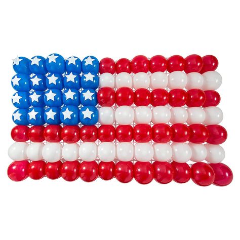 PRICES MAY VARY. Create an impressive and patriotic decoration for your Fourth of July party with the help of this kit. This kit creates an eye-catching American flag image created out of latex balloons for a patriotic decoration that adds some depth and variety to party decorations for the Fourth of July, Veterans Day or any other patriotic holiday that celebrates the USA. Plastic. (105 pcs. per unit) 48" x 28 3/4" with 5" latex balloons. Simple assembly required. Includes plastic frame, latex Flag Balloon Wall, American Flag Balloon Wall, American Themed Party, American Flag Images, Flag Image, Diy Flag, Balloon Theme, Fourth Of July Party, Fancy Sprinkles