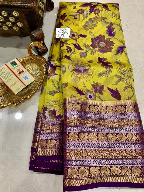 Penkalamkari Saree, Pink Choli, Saree Pattu, Black Blouse Designs, 3d Butterfly Wall Art, 50 Blouse Designs, Simple Frock Design, Brocade Saree, New Saree Designs