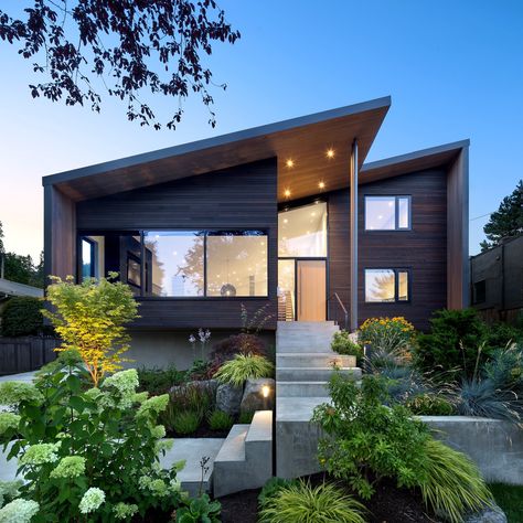 An Ordinary Suburban Home in Vancouver Is Given a Modern Edge #dwell #modernhomerenovations #australianhomes Suburban Home, Contemporary House Plans, Contemporary House Design, Contemporary Interior Design, Modern House Plans, House Goals, Modern Exterior, Modern House Exterior, House Designs Exterior