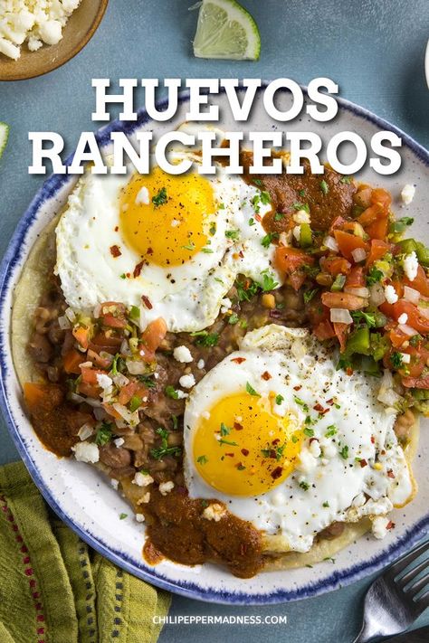 Huevos Rancheros Easy, Easy Huevos Rancheros, Ranchero Sauce, Traditional Mexican Breakfast, Huevos Rancheros Recipe, Refried Black Beans, Canning Refried Beans, Homemade Refried Beans, Chili Pepper Recipes