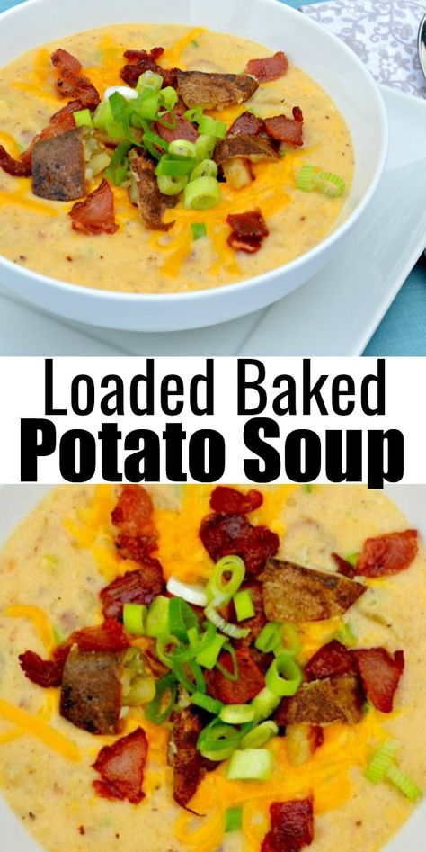 Loaded Baked Potato Soup Recipe, Leftover Baked Potatoes, Baked Potato Soup Recipe, Potato Bacon, Loaded Baked Potato, Loaded Baked Potato Soup, Baked Potato Soup, Loaded Baked Potatoes, Cheese Potatoes