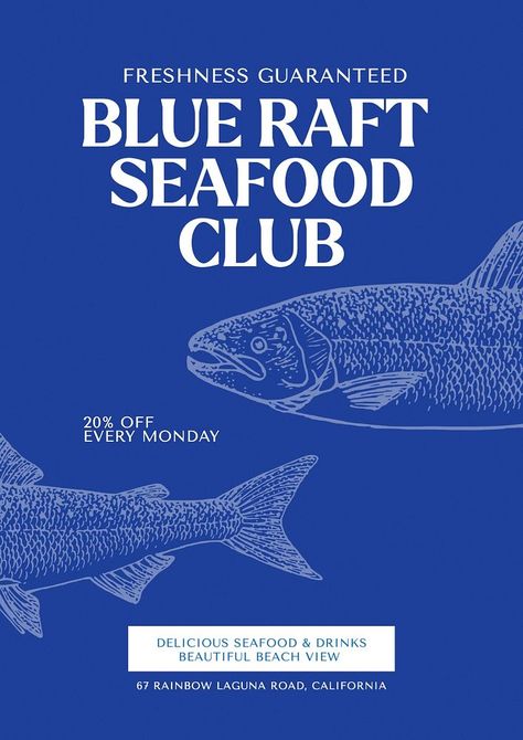 Seafood club poster template | premium image by rawpixel.com Seafood Poster Design, Fish Branding, Native Cafe, Seafood Illustration, Seafood Art, Creative Technology, Club Poster, Awesome Designs, Best Templates