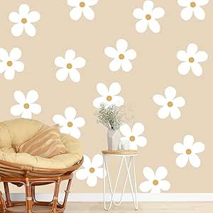 12 Sheets Daisy Wall Decals Flower Wall Stickers Big Daisy Wall Stickers Peel and Stick Floral Stickers for Kids Girls Nursery Playroom Bedroom Living Room Wall Decor (Charming Style) Daisy Decals, Wall Peel And Stick, Flower Decals, Large Daisy, Daisy Wall, Floral Nursery Decor, Floral Wall Decals, Flower Wall Decals, Flower Wall Stickers