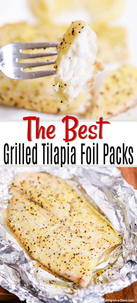 Grilled Tilapia Recipes, Lemon Pepper Tilapia, Tilapia Recipes Healthy, Grilled Dinner Recipes, Nutella Brownie, Grilled Tilapia, Tilapia Recipe, Grilled Fish Recipes, Foil Packs