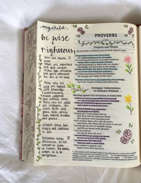 Bible Study Goals, Bible And Flowers Aesthetic, Bible Reading Order, Interleaved Bible Journaling, Bible Journaling Books Of The Bible, Bible Annotations Aesthetic, Prayer Journal Aesthetic, Bible Study Aesthetic Notes, Vision Board Bible