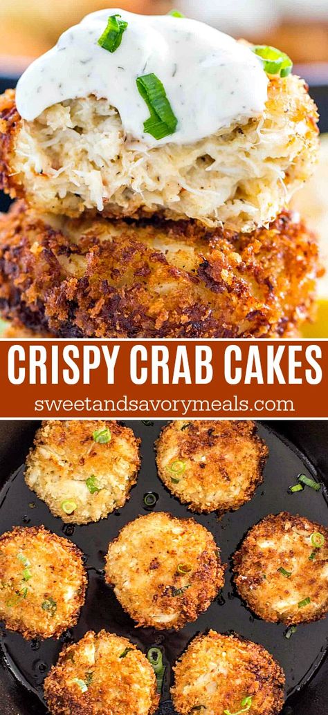 Easy Crab Cakes, Crispy Crab Cakes, Zucchini Pommes, Crab Cakes Easy, Crab Cake Recipes, Today Is Monday, Savory Meals, Best Seafood Recipes, Crab Recipes