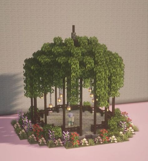 Lush Biome House Minecraft, Minecraft Pavilion Ideas, Cherry Blossom Horse Stable Minecraft, Minecraft Conservatory, Minecraft Build Templates, Minecraft Town Decorations, Minecraft Hotel Ideas, Cute Minecraft Paths, Minecraft Canopy