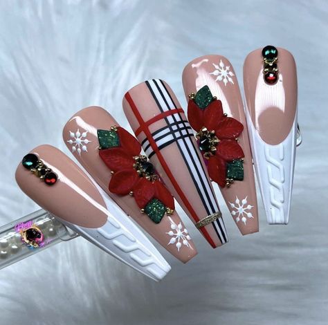 Christmas Nail Designs Acrylic, Nail Art Noel, Holiday Nails Christmas, December Nails, Winter Nails Acrylic, Cute Christmas Nails, Christmas Nails Easy, Christmas Gel Nails, Acrylic Nails Coffin Pink