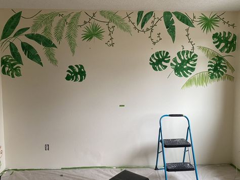 Leaf Painting On Wall, Trees Doodle, Geometric Wall Paint, Mural Art Design, Wall Murals Diy, Banner Design Layout, Garden Mural, Diy Wall Painting, Room Wall Painting