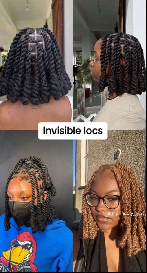 Braided Hairstyles For Teens For School, Short Braid Ideas, Random Hairstyles, Brazilian Wool Hairstyles, Twist Ideas, Invisible Locs, Braid Styles For Girls, Braiding Hair Colors, Twist Braid