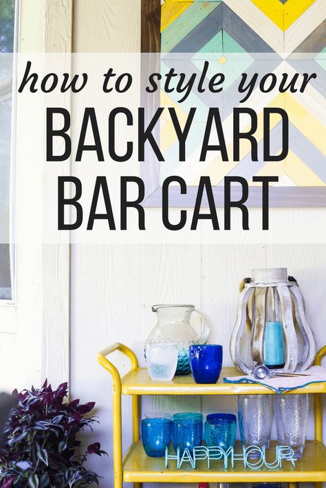 5 genius bar cart ideas to help you set up your outdoor bar cart. #barcart #outdoors #backyard #backyardbarcart #diy #diyproject Bar Cart Ideas, Genius Bar, Diy Bar Cart, Gold Bar Cart, Vanity Makeover, Cart Ideas, Blogger Home, Bar Cart Styling, Backyard Bar