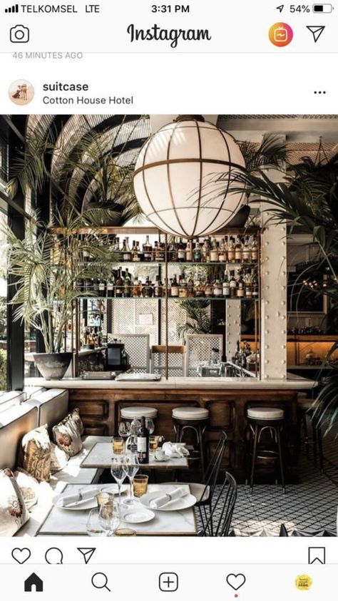 Cotton House Hotel Barcelona, Lunch Planning, Hotel Barcelona, Cotton House, Interior Architecture, Places To Go, Barcelona, Table Settings, Cafe