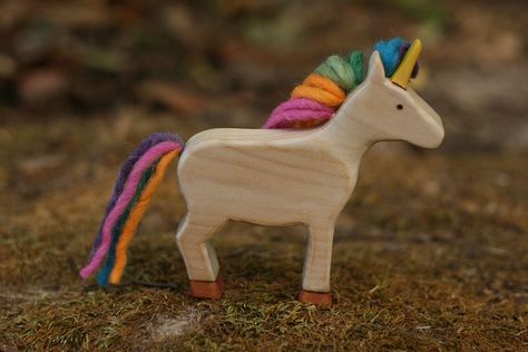 Unicorn Wooden waldorf toy | by kris10dale Wooden Unicorn, Homemade Toys, Kids Wooden Toys, Nature Table, Natural Toys, Unicorn Toys, Waldorf Toys, Wood Creations, Wooden Animals