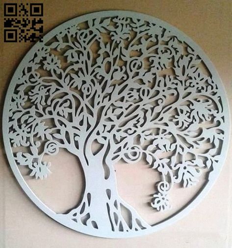 Tree E0010781 file cdr and dxf free vector download for laser engraving machines- download free vector Wood Laser Engraving Machine, Free Dxf Files Cnc, Laser Patterns, Wood Laser Ideas, Free Dxf Files, Free Vector Files, Laser Engraved Ideas, Templates Free Design, Cnc Design