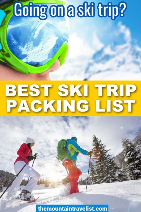 ski trip packing list Packing List For Weekend Trip, Snow Trip Packing List, Colorado Packing List, Ski Packing List, Packing List For The Beach, Ski Packing, Vail Colorado Winter, Weekend Trip Packing List, Ski Trip Essentials