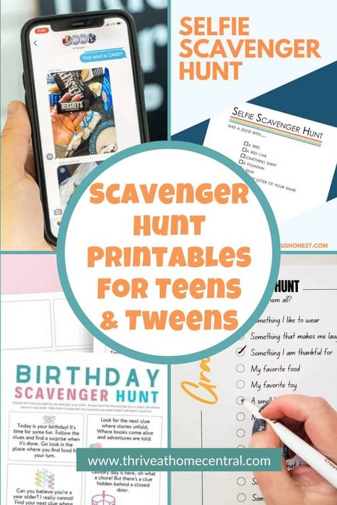 Scavenger Hunt Printables For Teens and Tweens - Thrive at Home Virtual Scavenger Hunt For Adults, Neighborhood Scavenger Hunt For Teens, Teen Scavenger Hunt Clues, Selfie Scavenger Hunt For Teenagers, Picture Scavenger Hunt For Teenagers, Scavenger Hunt Ideas For Teens Outdoor, Teenage Scavenger Hunt, Birthday Scavenger Hunt For Teens, Scavenger Hunt Ideas For Teens