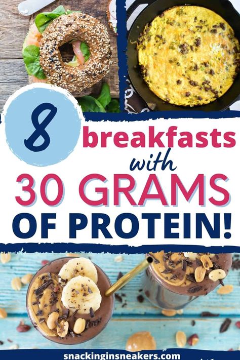 Looking for breakfasts with 30 grams of protein? From a cheeseburger frittata to high protein pancakes to a delicious smoothie, you’ll find eight different high protein breakfast options in this post – plus additional ideas for adding more protein to your breakfast! Good High Protein Breakfast, Breakfast High Protein Low Calorie, 30 Gram Of Protein Breakfast, Breakfast Foods High In Protein, How To Increase Protein In Diet, Healthy Protein Packed Breakfast, Protein In The Morning, Mounjaro Breakfast, 35g Protein Breakfast