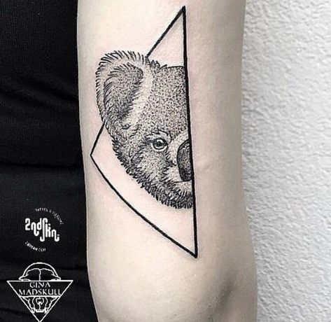 Geometric Koala Tattoo, Koala Tattoo, Australian Tattoo, Origami Tattoo, Skin Tattoo, Omerta Tattoo, Tattoo Desings, Dainty Tattoos, Sister Tattoos