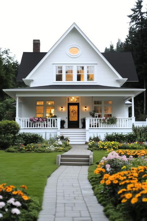 Cottage House 2 Story, Aesthetic Small Homes Exterior, Three Story Cottage, Small 2 Story House, Cottagecore House 2 Story, Beautiful Small Houses, Cottagecore House Plans 2 Story, Small Home Exterior, Small House Exteriors