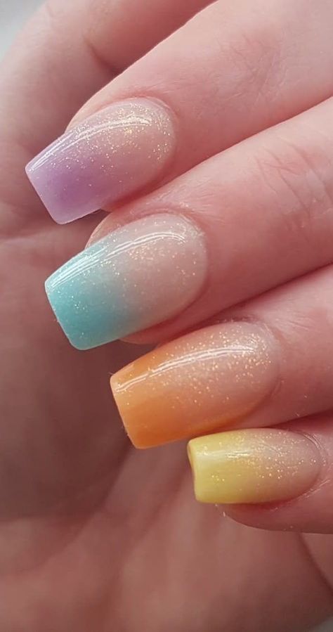 Ombre Nail Design, Coffin Nails Ombre, Unghie Sfumate, Glitter Nails Acrylic, Nagellack Trends, Ombre Nail, Ombre Nail Designs, Nail Design Ideas, Nails 2020