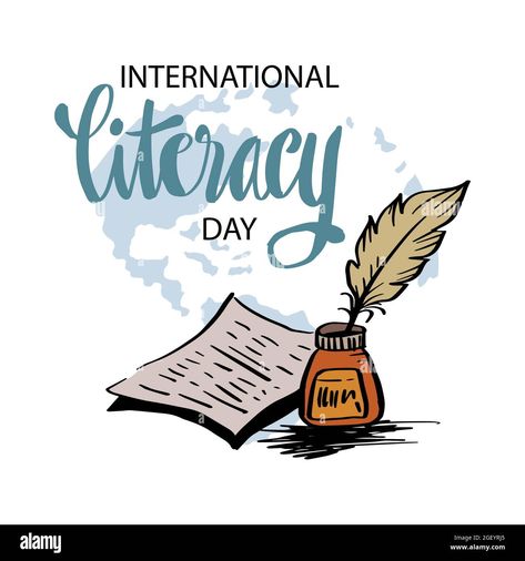 Download this stock image: International Literacy Day poster. September 08. Education concept . - 2GEYRJ5 from Alamy's library of millions of high resolution stock photos, illustrations and vectors. International Literacy Day Poster, Literacy Day Poster, Poster Drawing Ideas, World Literacy Day, International Literacy Day, Literacy Day, Reading Comprehension Strategies, Reading Day, Comprehension Strategies