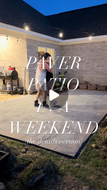 Paver Patio Ideas Square, Diy Patio Cement Pavers, Concrete Pavers Fire Pit, Easy Backyard Paver Ideas, Back Porch Paver Ideas, Easy Diy Patio Pavers, Retaining Wall And Patio, Paver Patio Decorating Ideas, Charcoal Pavers Patio