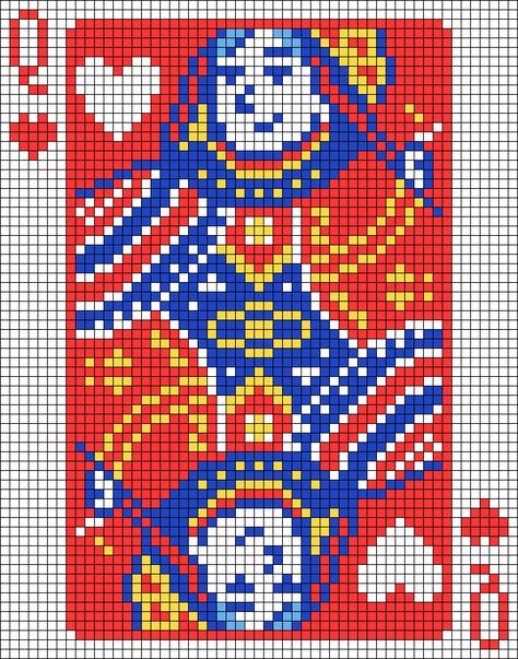 Alpha pattern #161333 | BraceletBook Playing Cards Perler Beads, Queen Of Hearts Cross Stitch, Free Alpha Patterns, Christmas Alpha Patterns, Crochet Alpha Patterns, Grid Patterns, Graph Crochet, Cross Stitch Fonts, Graph Patterns