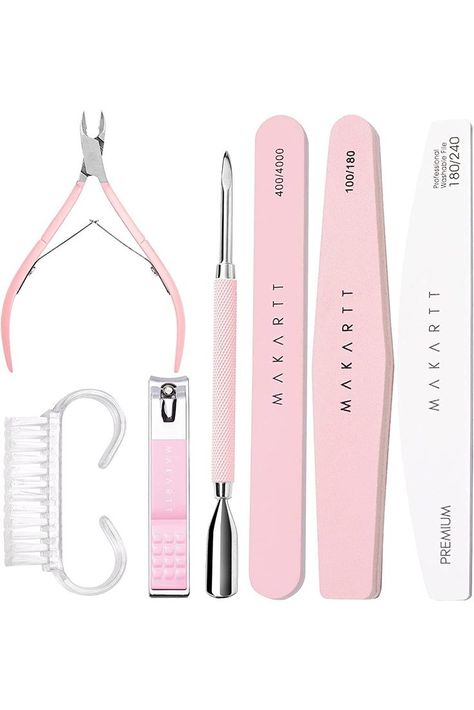 Makartt Nail File and Buffer, Pink Basic Nail Prep Kit with Cuticle Trimmer, Beginner Manicure Kit Nail Care Kit with Cuticle Clipper, Cuticle Trimmer and Nail Brush for Natural Acrylic Nails(7pcs) Basic Nail, Nail Care Kit, Cuticle Trimmer, Natural Acrylic, Natural Acrylic Nails, Elegant Nail Art, Nail Prep, Acrylic Nail Kit, Nail Care Routine