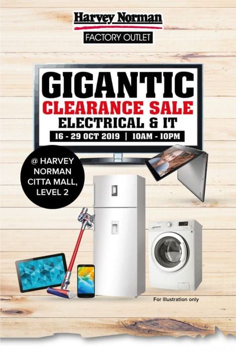 16-29 Oct 2019: Harvey Norman Clearance Sale at Citta Mall Factory Outlet Harvey Norman, 16 29, Factory Outlet, Clearance Sale, Check It Out, Outlet