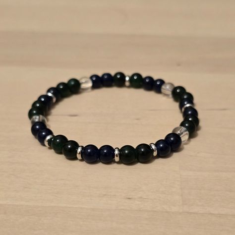 Dark Toned Bracelet #creative #journey #bead #making #blog #bracelet #blue #green #clear #silver #homemade #DIY Bead Making, Homemade Diy, Bracelet Blue, Blue Green, Bracelet, Beads, Green, Silver, Blue