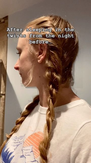 Makenzie Y on Instagram: "✨ From Confidence to Cozy Nights: The Unveiling of My “Dirty Hairstyle” Secrets! 💇‍♀️🌟 After those two twists work their magic, leaving you feeling beautiful and confident all day, it’s time to let your hair down! If, like me, you battle with the nighttime struggle of long hair, these twists are a game-changer. Soft enough to sleep on without causing discomfort, these twists keep your hair contained. No more waking up with a hair-pulling battle! When morning arrives, release the twists to reveal a beautiful krimpy hairstyle. Depending on the number of “dirty hair” days, you can let it flow for a cleaner hair day or opt for a cozy hat – my go-to is a beanie in chilly Colorado this time of year. Another stylish option is to toss it up into a ponytail. Versatility Cute Hairstyles For Bedtime, How To Braid Hair For Waves Sleep, Nighttime Hairstyles Sleep, Hair Styles To Sleep In, How To Wear Your Hair To Bed, Night Time Hairstyles Sleep, Over Night Hairstyles, Beanie Hairstyles Long, Nighttime Hairstyles