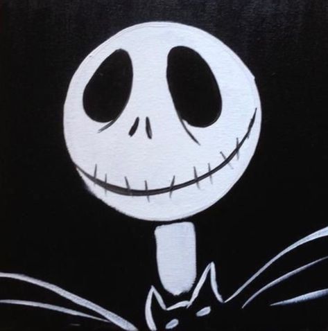 Jack And Sally Painting, Jack Skellington Painting, Christmas Canvas Art Easy, Halloween Stencils, Christmas Canvas Art, Christmas Paintings On Canvas, Paint Nite, Painting Canvases, Christmas Painting