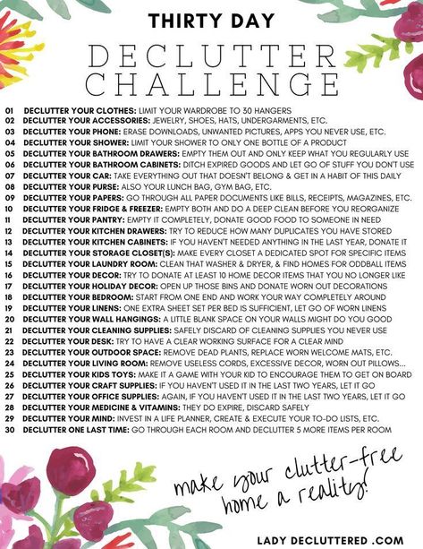 Minimalism Challenge Declutter, 30 Day Declutter Challenge, 30 Day Declutter, Lady Decluttered, Minimalism Challenge, Clutter Control, Declutter Home, Declutter Challenge, Organizing Challenges