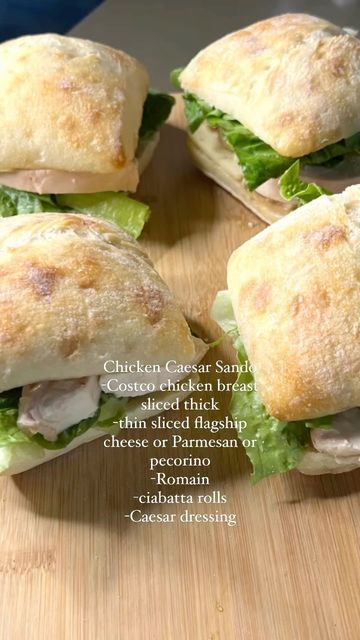 Chicken Ceasar Salad Wrap Recipes, Costco Lunch Ideas, Ciabatta Sandwich Recipes, Caesar Salad Sandwich, Ciabatta Sandwiches, Ciabatta Sandwich, Chicken Caesar Sandwich, Easy Picnic Food, Costco Chicken