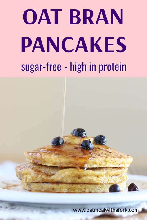 Only four ingredients needed for these delicious, high fiber pancakes! They make a very satisfying and healthy breakfast. Mevy Diet, High Fiber Pancakes, Glucose Recipes, Fiber Pancakes, Bran Pancakes, Oat Bran Pancakes, Teff Pancakes, Oat Bran Recipes, Yeast Pancakes