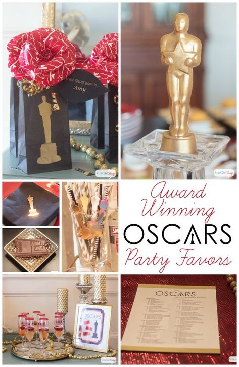 Learn how to DIY your own Oscars party decorations and where to buy fabulous Oscars party favors like the golden chocolate Oscars statues and personalized bouquets featured in this awesome Oscars party from AttaGirlSays.com Oscar Themed Party Ideas, Chocolate Statues, Red Carpet Party Ideas, Hollywood Party Favors, Oscar Party Decorations, Oscars Theme Party, Golden Chocolate, Champagne Fountain, Oscars Party Ideas