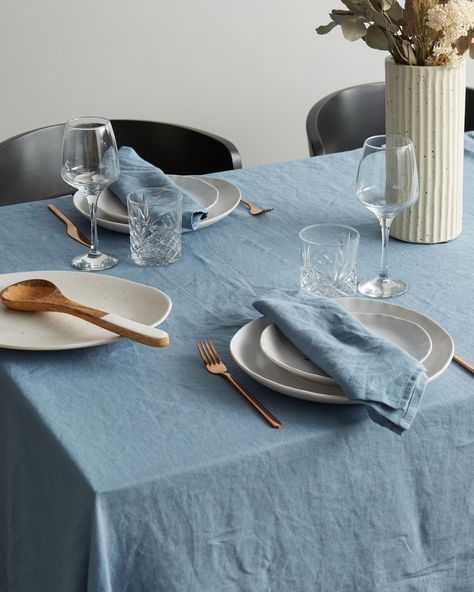 Love this AERE Home item from THE ICONIC Blue Linen Tablecloth, Buy Linen, Kitchen Linens, Kitchen Stuff, Beautiful Table, Linen Tablecloth, Pure Linen, Blue Hues, Blue Stone