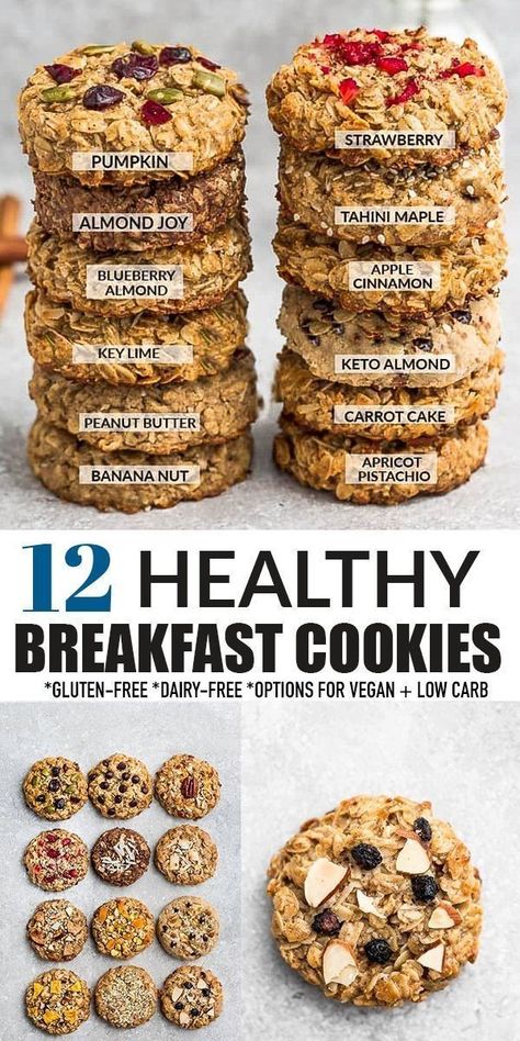 Breakfast Cookies Gluten Free, Biscuits Diététiques, Breakfast Cookies Healthy, Sports Nutritionist, Yummy Healthy Breakfast, Lost 100 Pounds, Low Carb Vegan, Makanan Diet, Oatmeal Breakfast