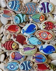 Fish Rocks, Art Pierre, Painted Rocks Craft, Painted Rocks Diy, Rock Painting Ideas Easy, Rock Painting Patterns, Paint Rock, Pet Rocks, Rock Painting Designs